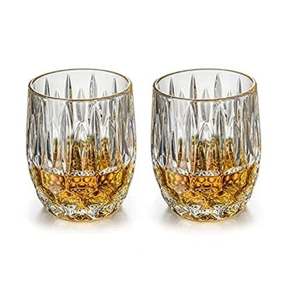 UK-0294 Luxurious Modern Design Crystal Glasses, Tumbler Drinking Glasses for Cocktail Mocktail Lassi Glass for Better Head Retention Crystal Clear Glass Set of 6-300ML