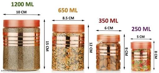 Plastic Storage Jar And Container Set With Spoons Air Tight|Kitchen Use Organiser Improved Line Printed