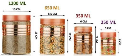 Plastic Storage Jar And Container Set With Spoons Air Tight|Kitchen Use Organiser Improved Line Printed