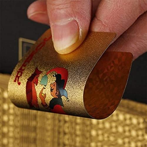 UK-0449 Gold Plated Poker Playing Cards, Classic PVC Poker Table Cards for Adults