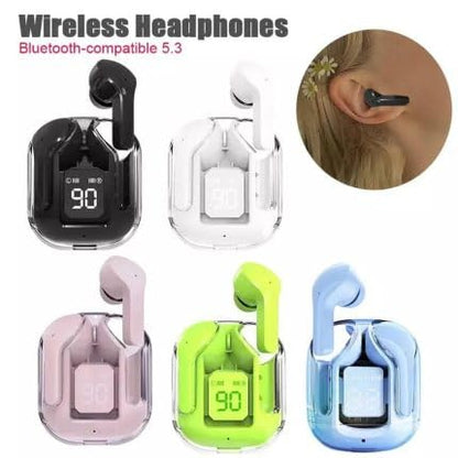 UK-0550  Ultrapod Wireless Bluetooth In Ear Earbuds, Transparent Charging Case, Active Noise Cancellation, Led Digital Display, Bluetooth Earphones, Touch Control