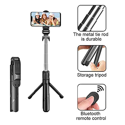 UK-0025 Portable Selfie Stick Tripod with Wireless Bluetooth Remote and Tripod Stand| 3 in 1 Multifunctional Selfie Stick Tripod with Extendable Aluminium Monopod, 360 Degree Rotation Phone Holder