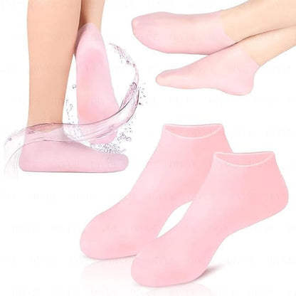 UK-1030 Silicone Heavy Quality Gel socks for dry, cracked feet that moisturise and heal cracked heels Multicoloured Natural Oil Spa Gel Socks