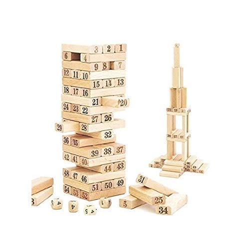 UK-0324 Wooden 54 Wooden Building Block, Party Game, Tumbling Tower Game for Kids and Adults ( Zenga Tower)