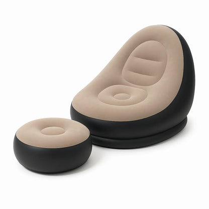 UK-1016 Lounger Set, 2-in-1 Sofa Chair with Footstool, Portable Outdoor Recliner with Air Pump