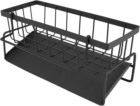 UK-1069 Sink Storage Rack, Kitchen Organiser, Stainless Steel Storage Box with Drip Tray, Suitable for Storing Sponges, Towels and Tea Towels