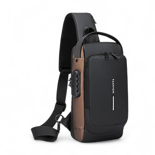 UK-0965 USB Sling Chest Bag – Waterproof Crossbody Shoulder Bag with USB Charging Port – Anti-Theft Travel Daypack for Men & Women – Casual Lightweight Sling Backpack