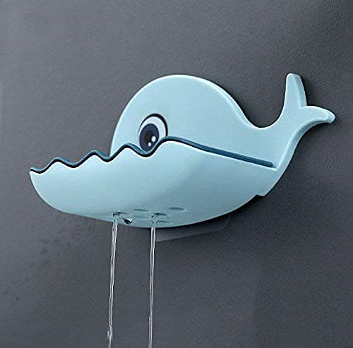 UK-0153 Fish Shape Plastic Adhesive Waterproof Wall Mounted Bar Soap Dish Holder Organizer Rack for Bathroom