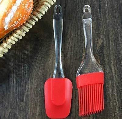 UK-0270 Silicon Brush & Spatula for Kitchen Cooking Oiling, Face, Clove Pastry Cake Mixer, Decorating, Backing, Glazing, Brush for Grilling Tandoor Multicolour