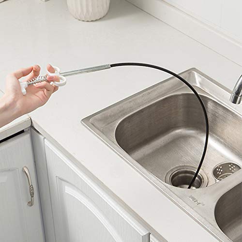 UK-0142  Metal Wire Brush Hand Kitchen Sink Cleaning Hook Sewer Dredging Device Spring Pipe Hair Dredging Tool