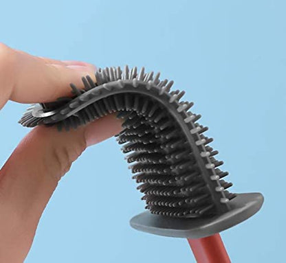 UK-0396 Silicone Toilet Brush With Holder Stand For Bathroom Cleaning