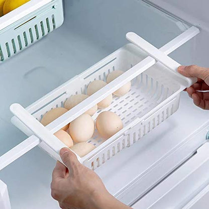 UK-0199 Fridge Storage Basket Expandable Fridge Storage Rack Tray Fridge Space Saver Food Organizer, Multicolor (Pack of 4)