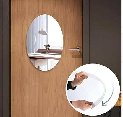 UK-1073 Mirror Sticker for Wall on Tiles Bedroom Living Room Basin Mirror Bathroom Wall Mirror Both Side Sticker Acrylic Wall Mirror Full Length (MIX SHAPE)