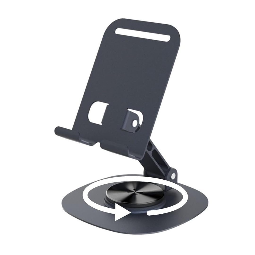 UK-0869 360° Metal Mobile Stand | Angle Adjustable Desk Phone Holder | Sturdy Anti Slip Base