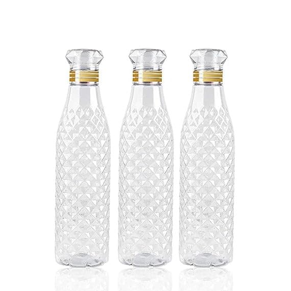 UK-0300 Diamond cut Crystal Clear Plastic Fridge Water Bottle, Unbreakable Re-Usable Bottles Ideal for Office, Gym, Yoga(1 PC)