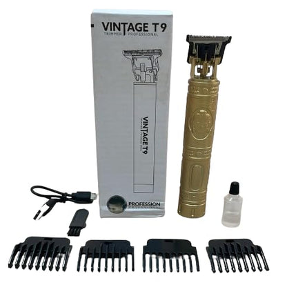 UK-0001 Vintage T9 classic Rechargeable Hair Clipper Professional Hair Trimmer For Men | Adjustable Hair Clipper Blade for Trimming and Shaving for close precise cut | 90 min runtime