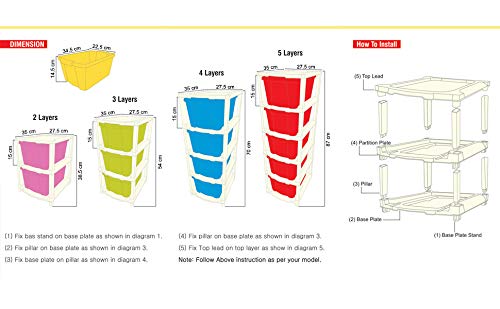 UK-0148 5 Layer Multipurpose Modular Drawer Storage System for Home & Office (Multicolor)
