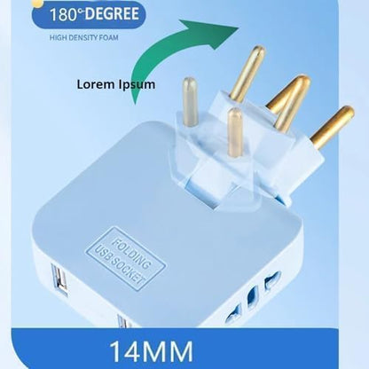 UK-1052 3-in-1 Rotatable Plug Adapter – 180° Extension with Foldable Multi-Socket, Mini Slim Wireless Outlet Converter, 2-Pin Rotate Plug, Compact Travel-Friendly Design (Multicolor)