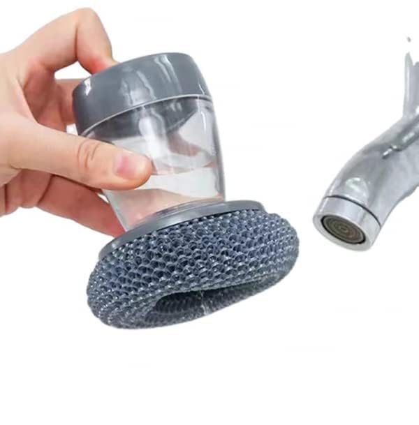 UK-0313 Soap Dispensing Palm Brush Washing Liquid Dish Brush Soap Pot Utensils with Dispenser Cleaning Bathroom Cleaning Tools