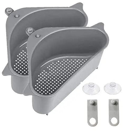 UK-0969 Kitchen Sink Corner Dish Organizer Tray Strainer Basket Drainer, Dustbin Storage Removable Holder Stand Rack, Waste Dispenser