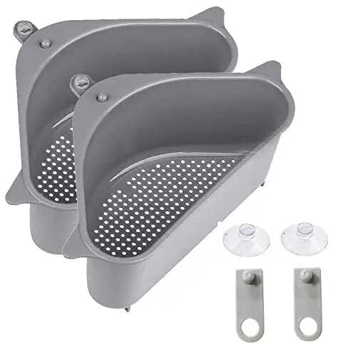 UK-0969 Kitchen Sink Corner Dish Organizer Tray Strainer Basket Drainer, Dustbin Storage Removable Holder Stand Rack, Waste Dispenser