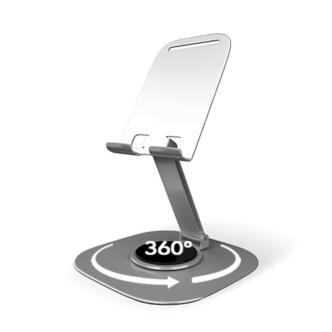 UK-0869 360° Metal Mobile Stand | Angle Adjustable Desk Phone Holder | Sturdy Anti Slip Base