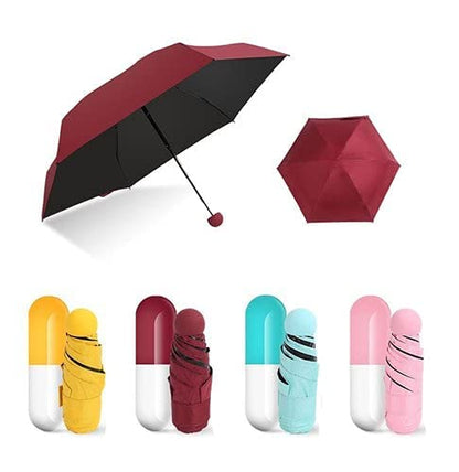 UK-0366 Capsule umbrella windproof 4 folding UV for travel and car multi color