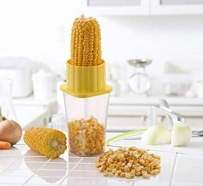 UK-0173 Corn Stripper with Container | Unbreakable Corn Cob Seeds Kernels Remover Cutter Peeler with Stainless Steel Blade