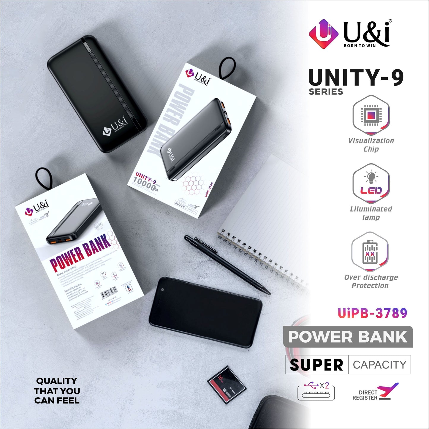 UK-0613  U&I 10000mah PowerBank( UNITY-9 , UIPB-3789 )