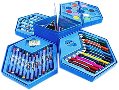 UK-0063 46 Pcs Plastic Art Colour Set With Color Pencil,Crayons,Oil Pastel&Sketch Pens,Multicolor