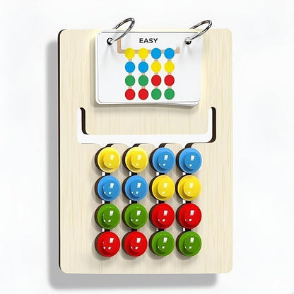 UK-1061 Colour Coder Wooden Montessori Slide Puzzle Game | 3 Difficulty Levels | Pattern Matching | Birthday Gift for Boys & Girls | Board Game
