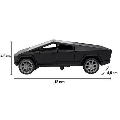UK-0951 Tesla Cybertruck Toy Car with LED Lights – 1:36 Scale Die-Cast Model, Matte Black, Realistic Design, Pull Back Action, Sound & Light Features for Kids and Collectors
