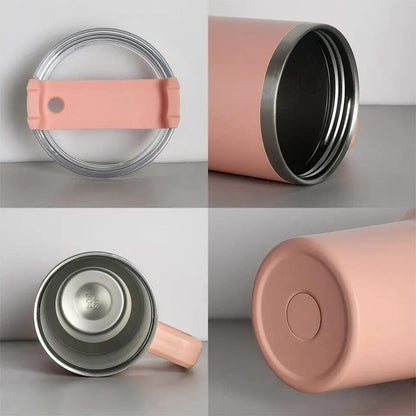 UK-0884 Travel Mug with Handle, Cup with Straw and Handle, Coffee Mug with Lid Coffee Mug, Leak Proof Vacuum Insulated Water Bottle for Hot Iced Drink
