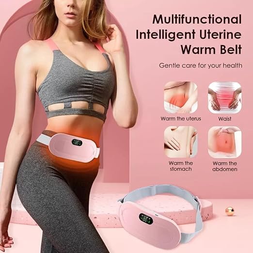 UK-1062 Portable Cordless Heating Pad for Menstrual Cramps Relief, for Stomach, 3-Speed Temperature Adjustment and 4-Speed Massage Modes, Back and Belly Heating Pad for Women