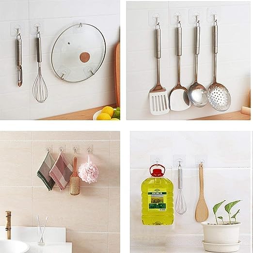 UK-0113  MULTIPURPOSE STRONG SMALL STAINLESS STEEL ADHESIVE WALL HOOKS