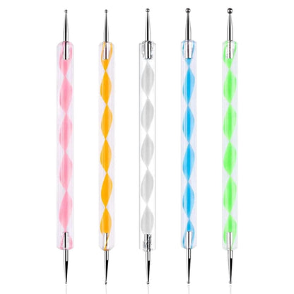 UK-0303 5 pieces Nail Art Dotting Marbleizing Tool Pen for Nail Decoration Stamping (Multicolour)