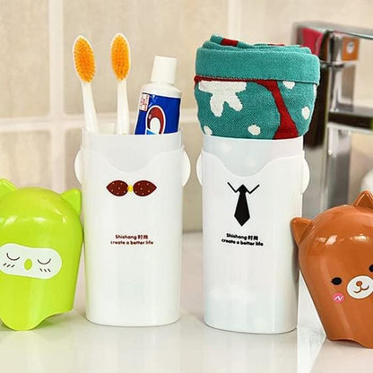 UK-0858 Cartoon Design Toothbrush Holder Box Best for Travel Camping Bathroom for Storage Multicolor