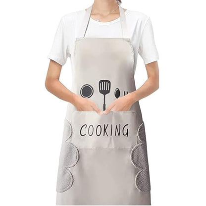 UK-0619 Kitchen Apron Cute Bear With Center Pocket Hand Towel Women and Men Chef Cooking Cute Unisex Apron Washable PVC Waterproof