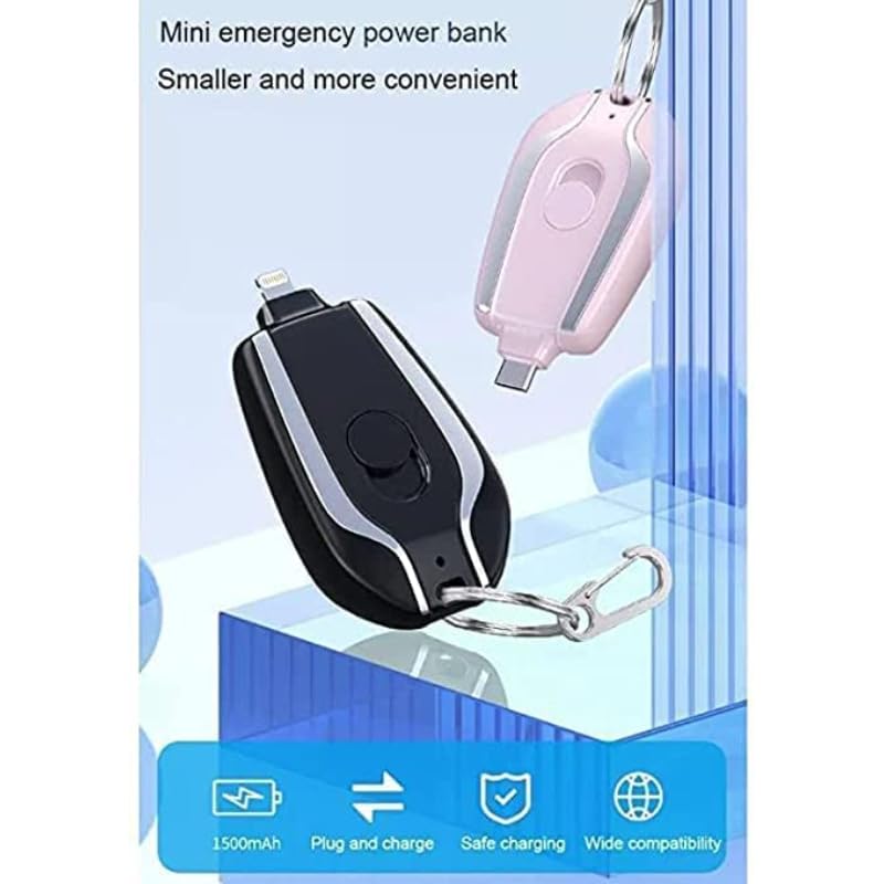 UK-0151 Keychain Power Bank for  Type-C, Key Ring Phone Charger (Multi Color)