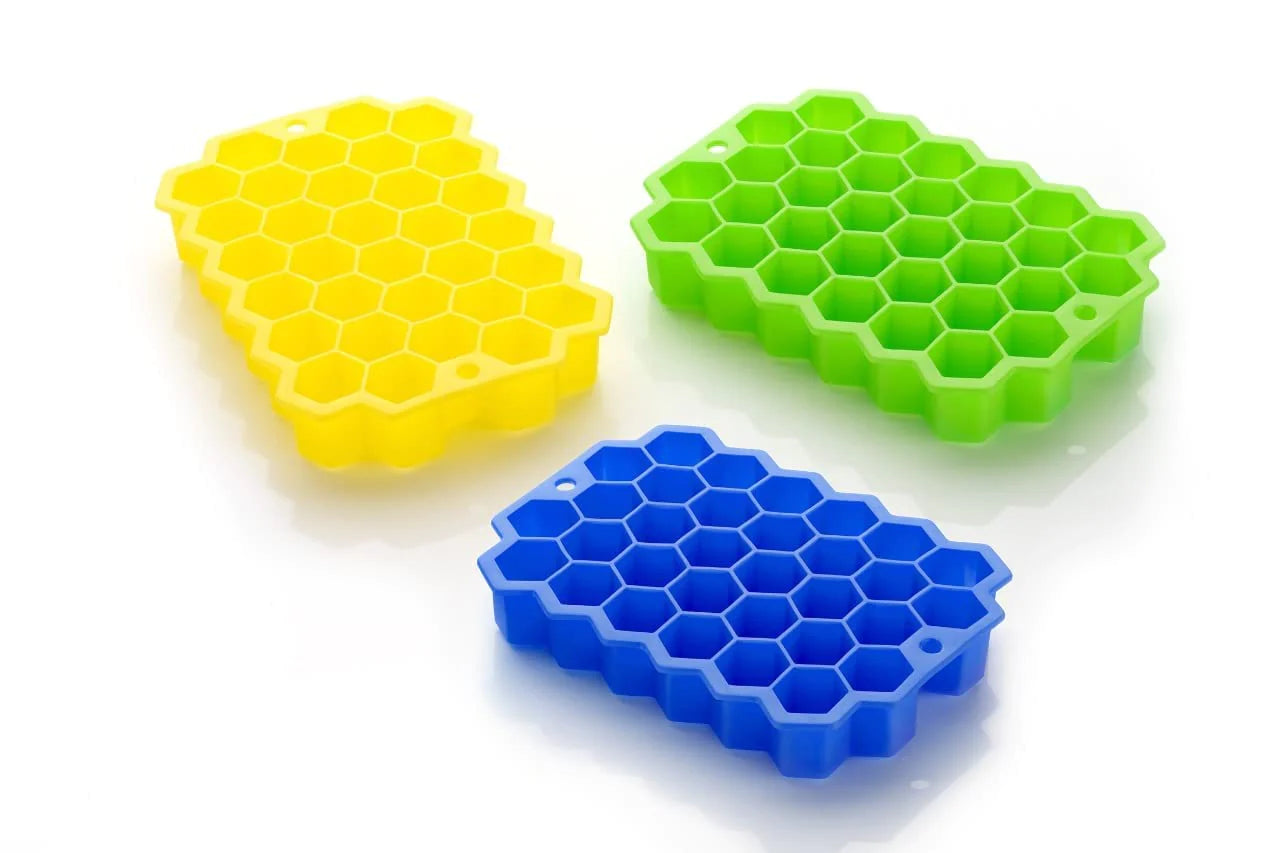 UK-0297 Ice Cube Tray for Freezer Flexible Silicone Honeycomb Design 37 Cavity Ice Cube Tray Ice Cube Box for Home Ice Cubes Silicon Trays for Freezer Mould Safe Ice Cube Molds Multicolor