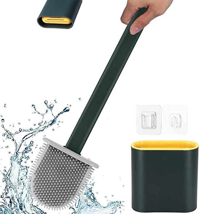 UK-0396 Silicone Toilet Brush With Holder Stand For Bathroom Cleaning