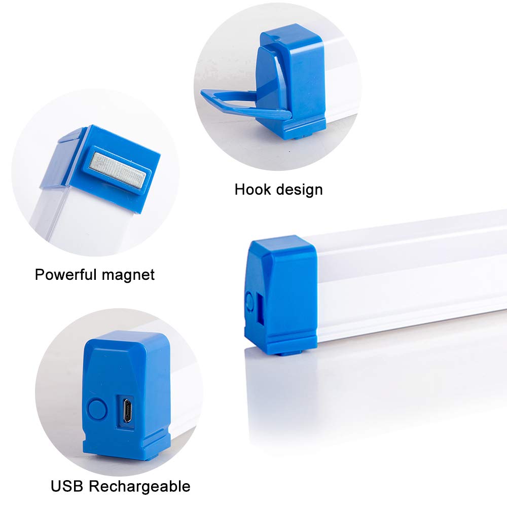 UK-0983 Night Lights, Portable LED Work Lights with Powerful Magnet USB Rechargeable Portable Emergency Light for Outdoor Camping Hiking Night Fishing Emergency Car Repairing Blackout Emergency (15cm)