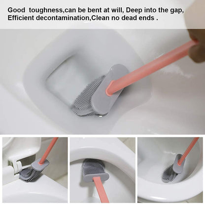 UK-0396 Silicone Toilet Brush With Holder Stand For Bathroom Cleaning