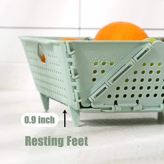 UK-0626 Multi-Functional Foldable Vegetable Storage Basket with Resting Feet Space Saving Drain Basket for Fruit, Vegetables(Multi colour)