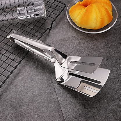 UK-0193 BBQ Cooking Tool Frying Turner Double Sided Spatula Multi-Functional Stainless Steel Food Flipping Clip Steak Tong Food Clamp