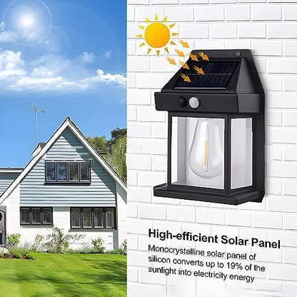 UK-0038 Tungsten Bulb led Solar Outdoor Garden Wall Light with Sensor Wireless ip65 Solar Wall lamp