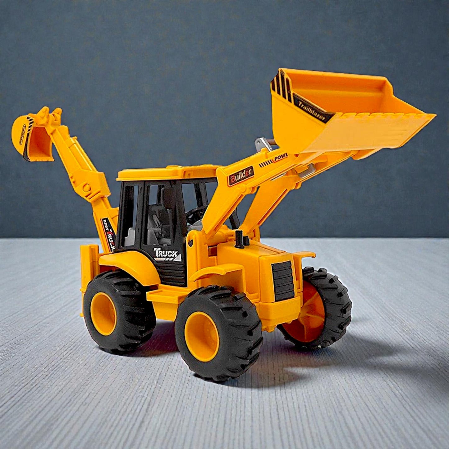 UK-1051 JCB Bulldozer Friction Truck Construction Vehicle Friction 180° Rotatable Excavator Toy Big Wheel Heavy Duty Unbreakable Toy for Kids