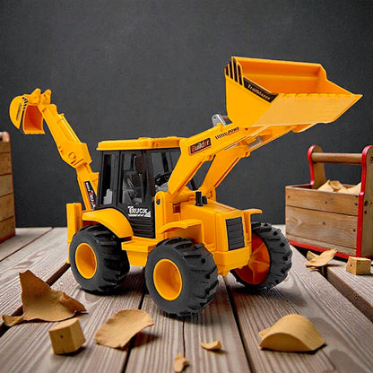 UK-1051 JCB Bulldozer Friction Truck Construction Vehicle Friction 180° Rotatable Excavator Toy Big Wheel Heavy Duty Unbreakable Toy for Kids