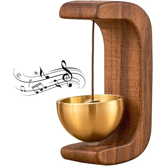 UK-0904 Wooden Door Chime with Brass Bell, Dopamine Door Bell for Home, Self-Adhesive Magnetic Doorbell, Serene Acoustic for Home & Shop, Shopkeepers Door Chime, Ideal Housewarming Gift