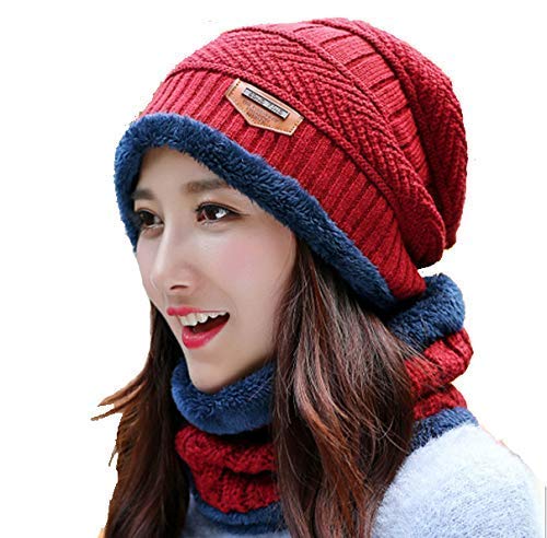 UK-0057 Soft  Woolen Beanie Cap Plus Muffler Scarf Set for Men Women Girl Boy - Warm, Snow Proof